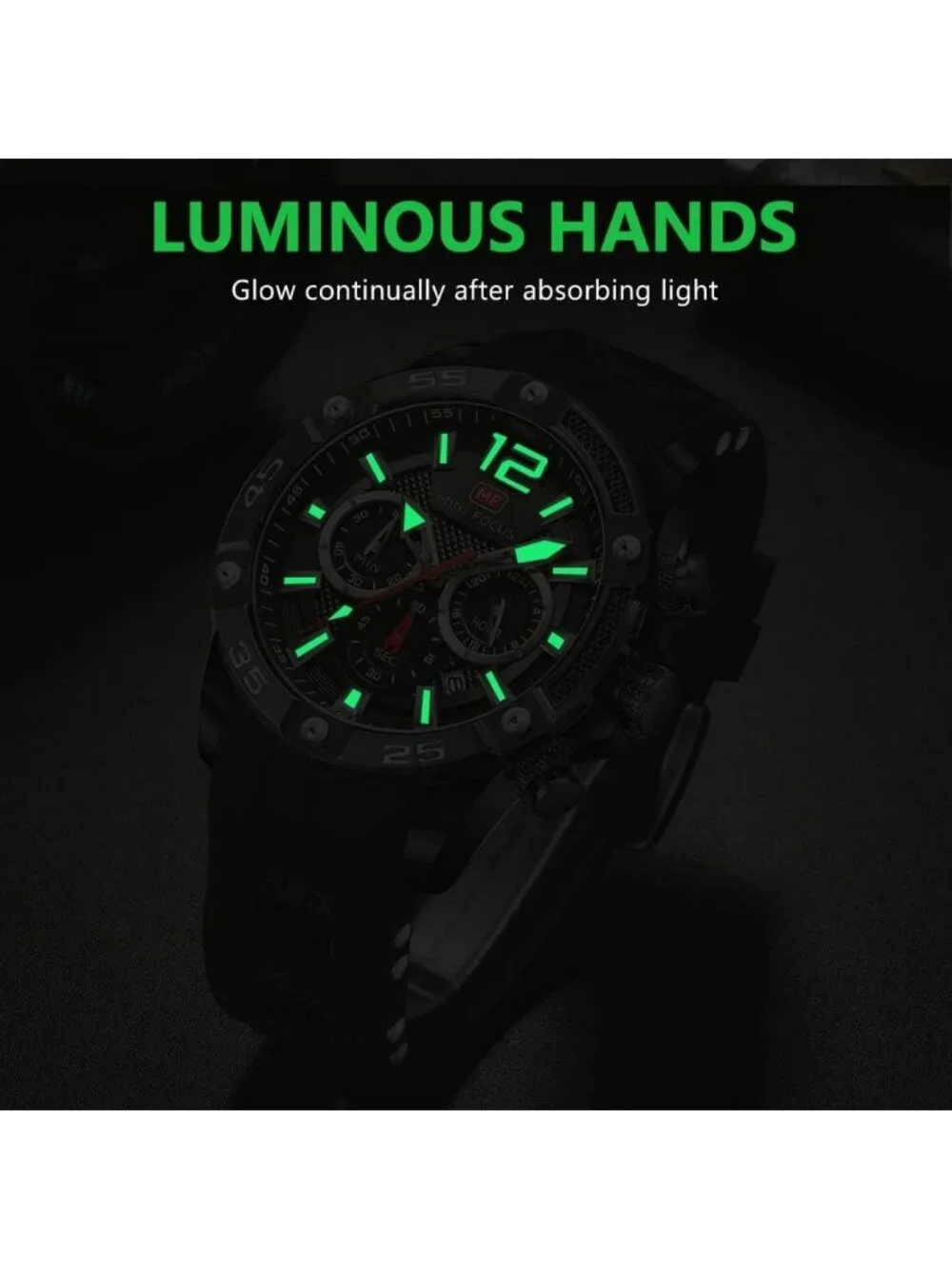 Men's Black Analog Quartz Waterproof Chronograph Classic Stylish Casual Watch